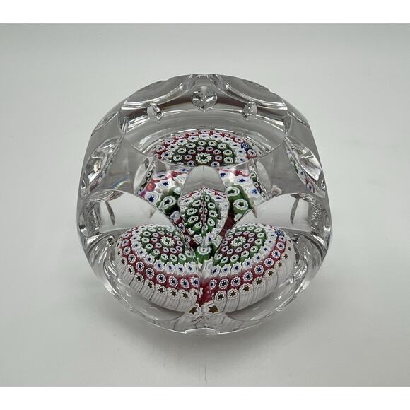 Whitefriars 1974 Faceted Pink Green Millefiori Art Glass Paperweight 3” England - Picture 6 of 13